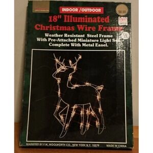Vtg 18" Illuminated‎ Christmas Wire Frame Deer. Indoor/Outdoor, Tested And Works